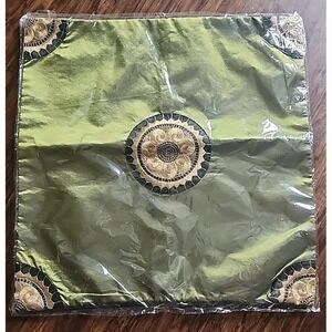2 Green Chinese Silk Corner Applique Pillow Cushion Covers New